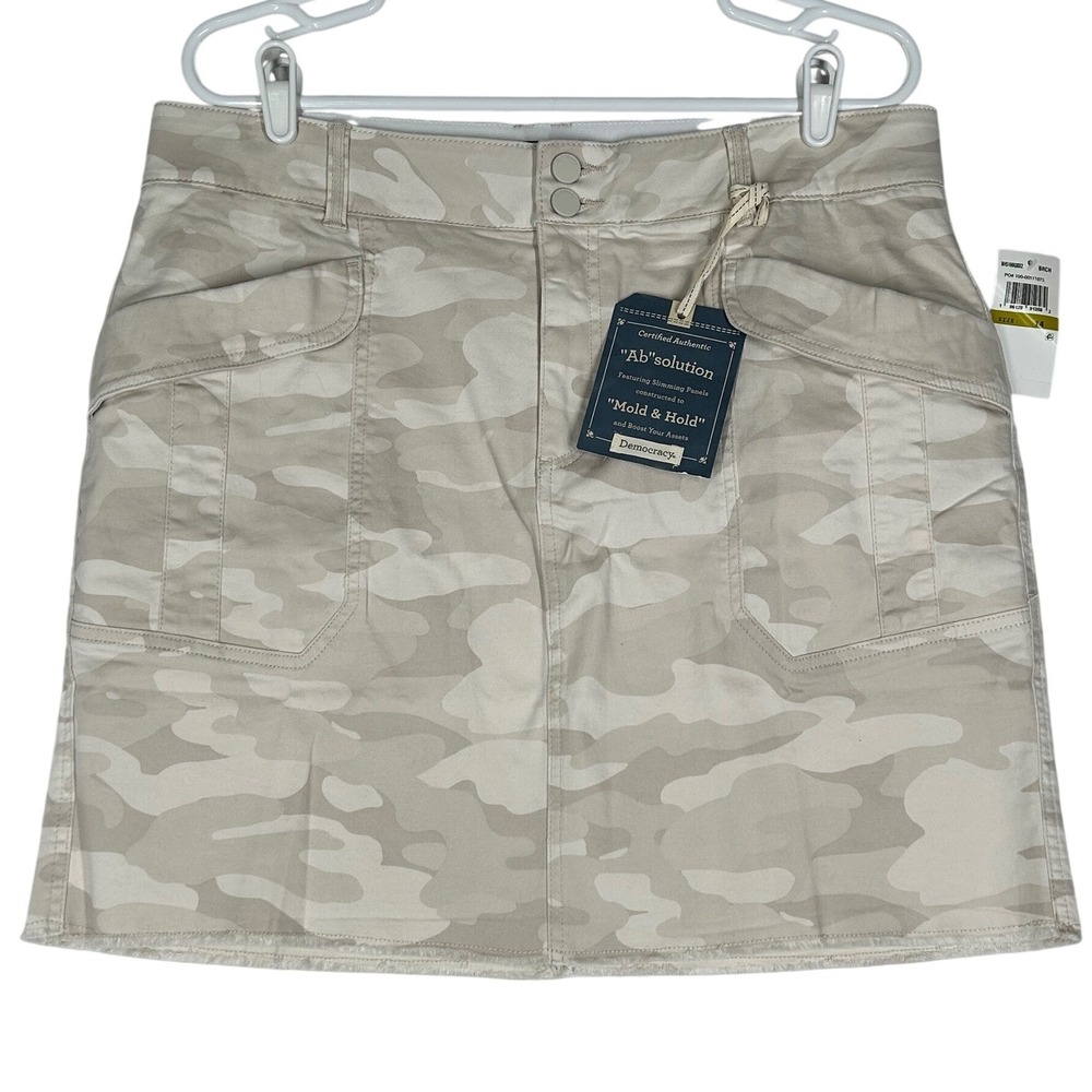 Democracy Ab Solution Camo Print‎ Skirt w/Pockets Fray Hem Women's Size 14 NWT